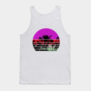 Retro Beach Palm Tree 80s Sunset Vintage Tank Top